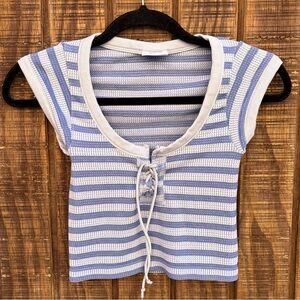 BDG Blue Striped Crop Top